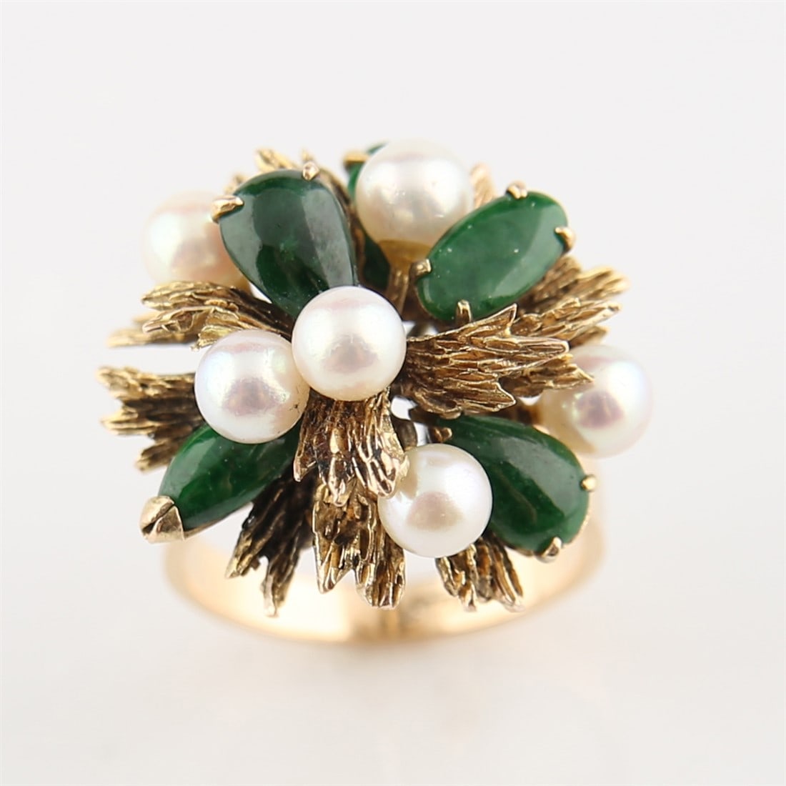 14k Yellow Gold Pearl and Jade Ring (1 of 6)
