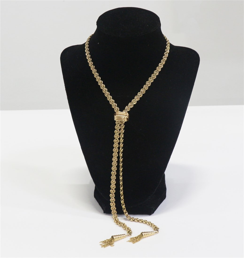 14k Yellow Gold Slide Tassel Necklace (1 of 3)