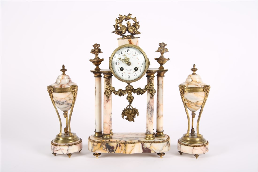 French Pink Marble Garniture Set (1 of 9)