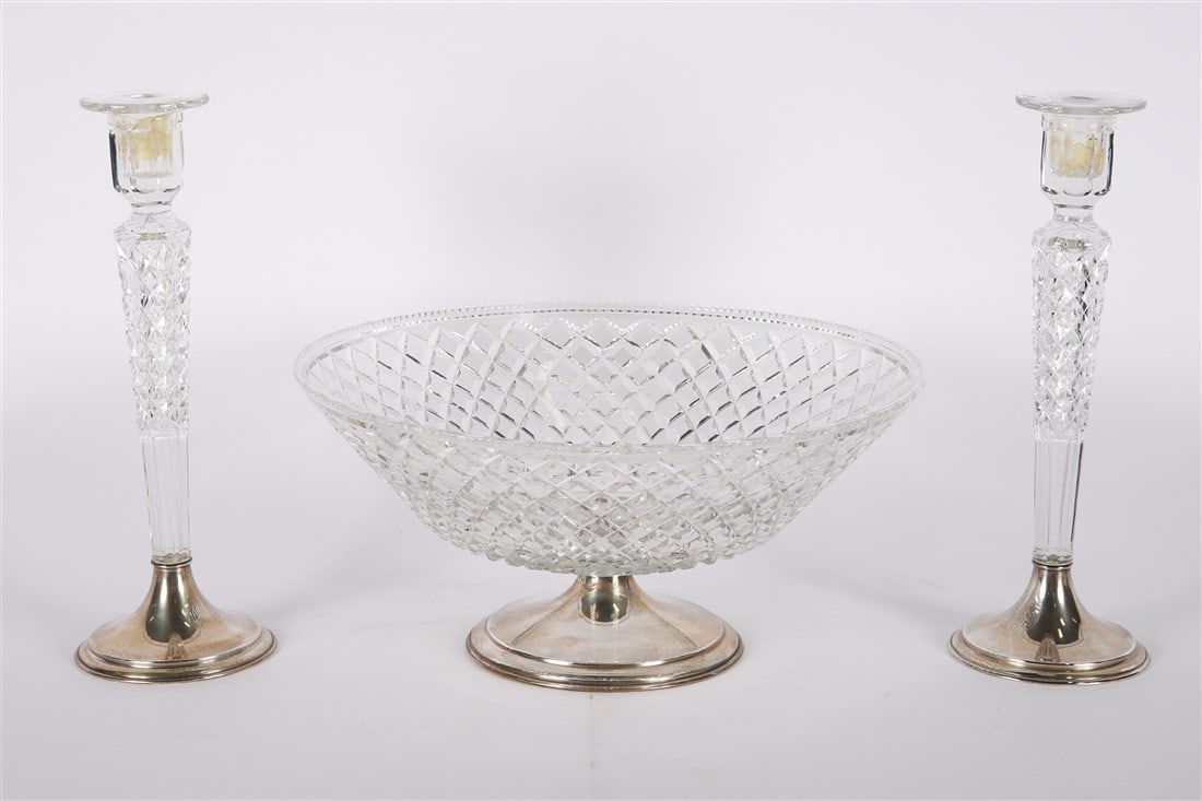 Hawkes Crystal and Sterling Bowl and Candlesticks (1 of 5)
