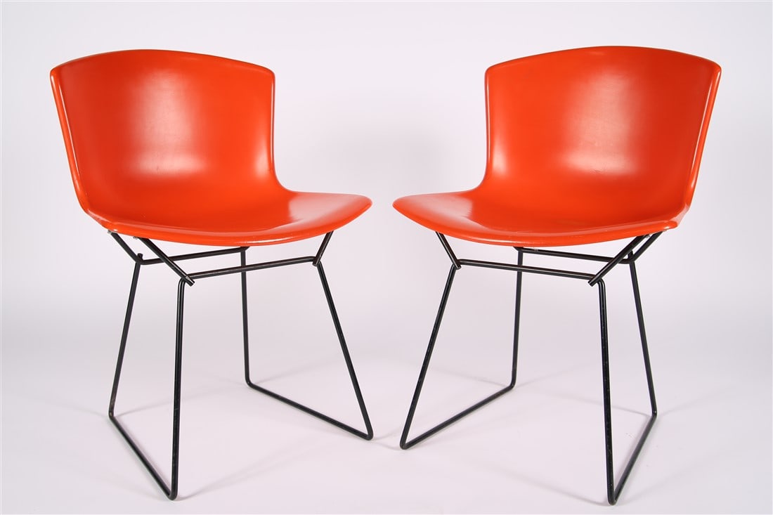 Harry Bertoia for Knoll, Two Orange Side Chairs (1 of 5)