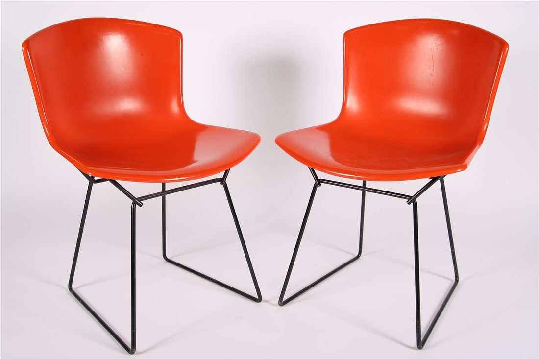 Harry Bertoia for Knoll, Two Orange Side Chairs (1 of 5)