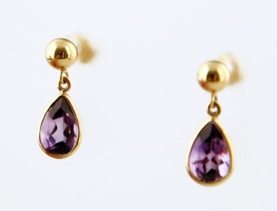Pair of 14kt Yellow Gold and Amethyst Earrings (1 of 2)