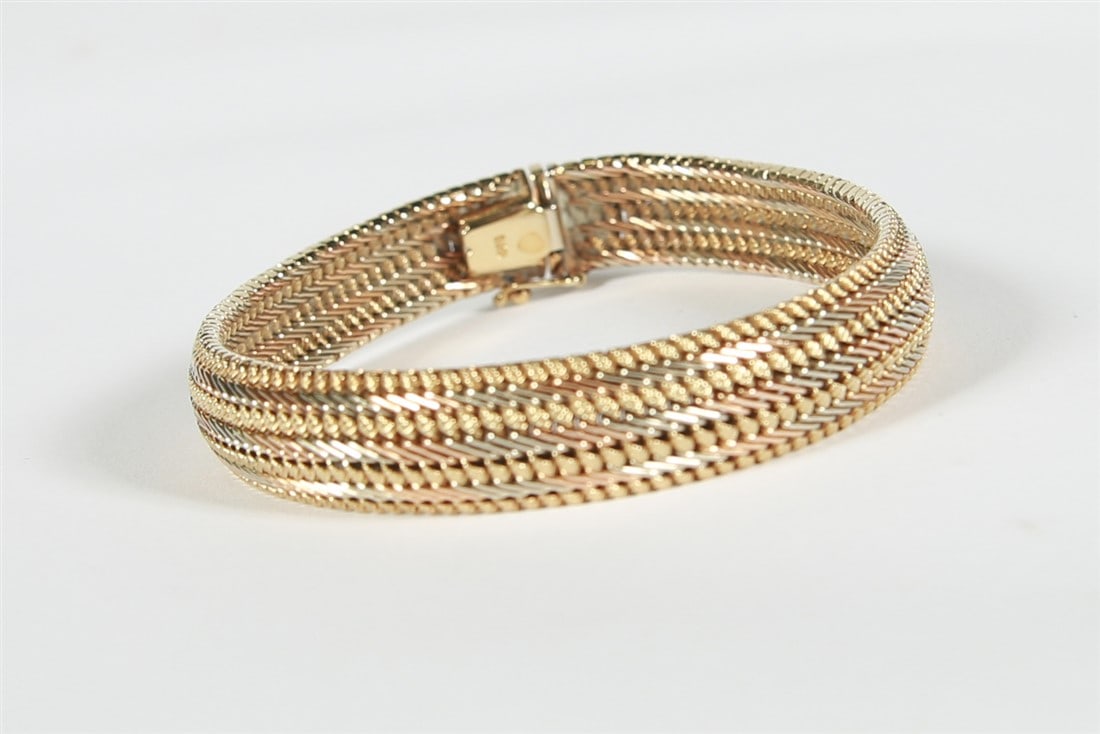 14kt Yellow and Rose Gold Woven Bracelet (1 of 3)