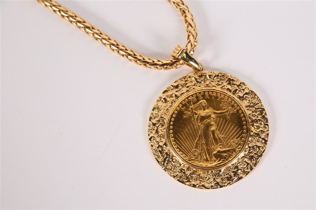1928 Saint Gauden's Double Eagle Pendant Necklace (1 of 4)