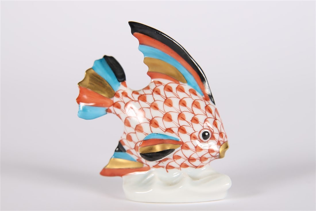 Herend Porcelain, Red Fishnet Fish Figurine (1 of 3)