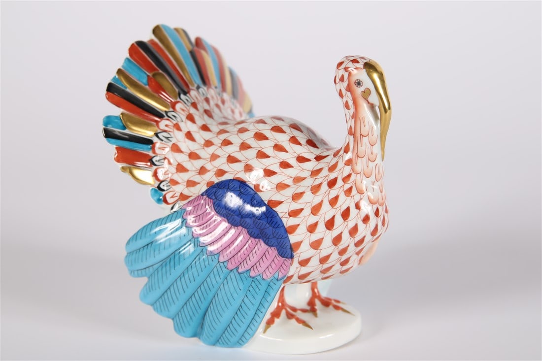 Herend Porcelain, Red Fishnet Turkey Figurine (1 of 6)
