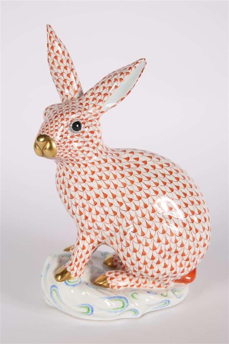 Herend, Large Red Fishnet Rabbit Figurine (1 of 6)