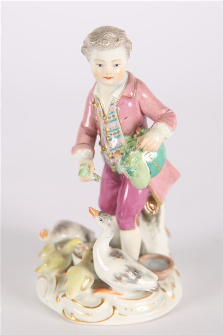 Meissen, Porcelain Boy Feeding Birds (1 of 8)