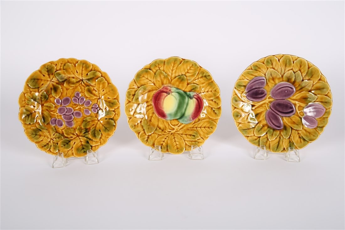 Three French Majolica Decorative Fruit Plates (1 of 8)