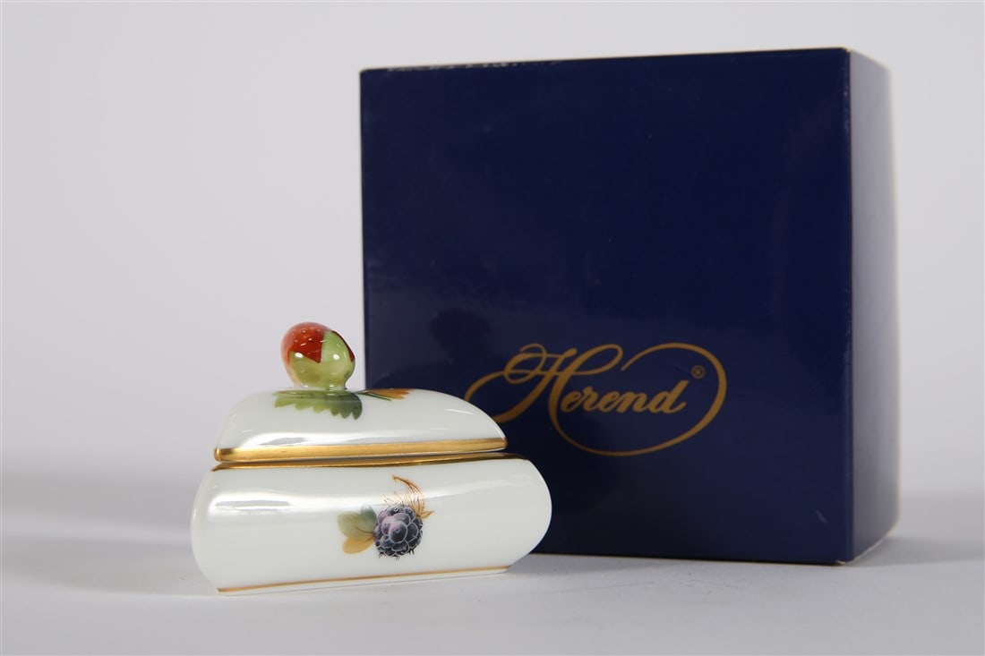 Herend Guild, Porcelain Triangle Box: Herend Porcelain (Hungarian, established 1826). Porcelain, 2001. Height: 1 1/2", Length: 2 3/8", Depth: 2 1/4". Box: Height: 2 1/4", Length: 3 3/8", Depth: 3 3/8". Herend Guild 2001 porcelain triangle
