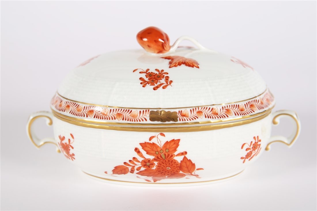 Herend Porcelain, Rust "Chinese Bouquet" Tureen (1 of 6)