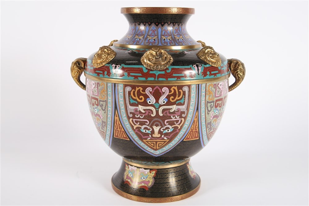 Chinese Cloisonne Elephant Handle Urn (1 of 4)