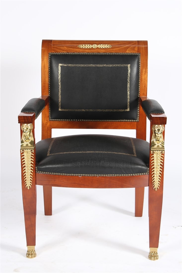 Contemporary Mahogany Black Leather Chair (1 of 6)