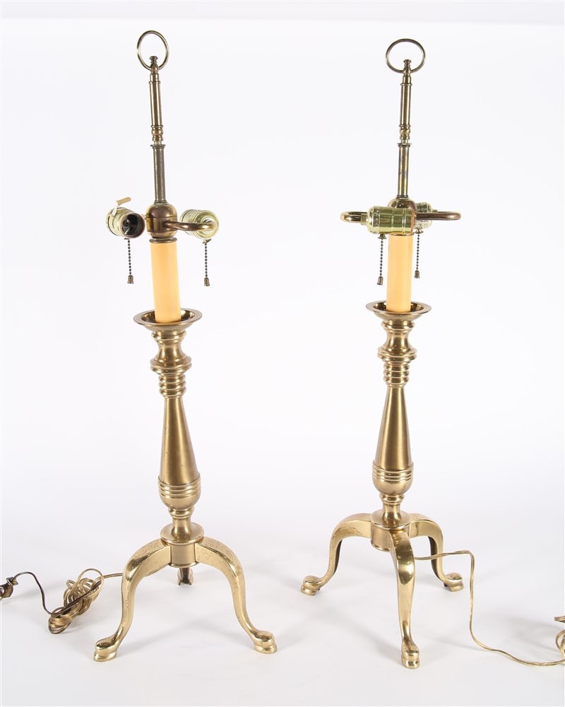 Frederick Cooper, Pair of Brass Tripod Table Lamps (1 of 1)