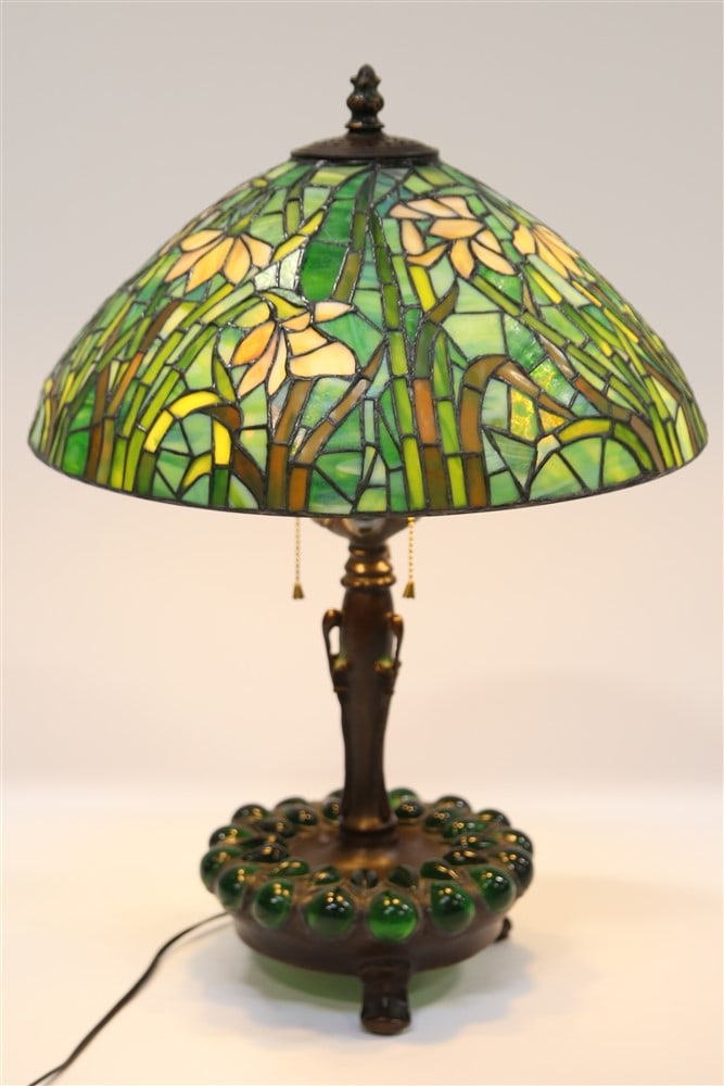 Art Nouveau Stained Glass Table Lamp (1 of 9)