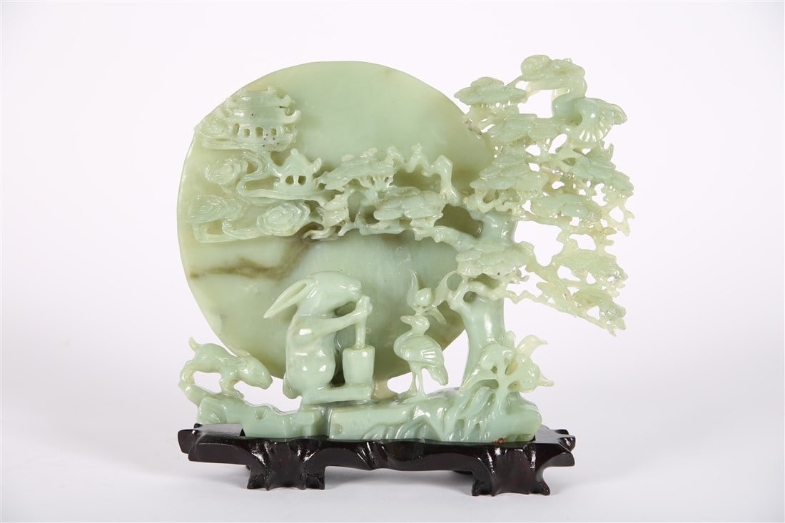 Chinese Carved Jade Rabbit and Moon (1 of 3)