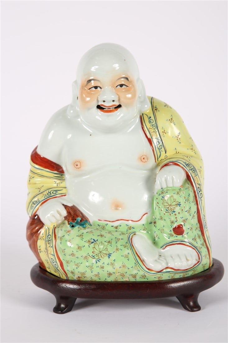 Smaller Porcelain "Laughing Buddha" Figure (1 of 4)