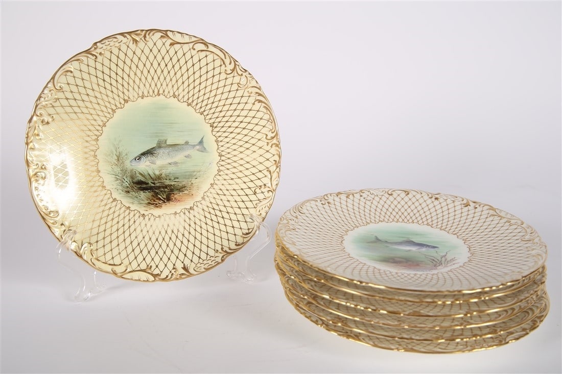Wedgwood, Hand-Painted Porcelain Fish Plates (1 of 9)
