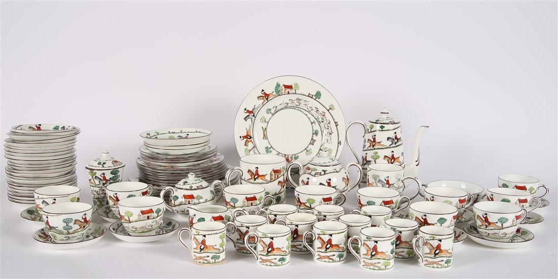 Crown Staffordshire, "Hunting Scene" Partial Set (1 of 9)