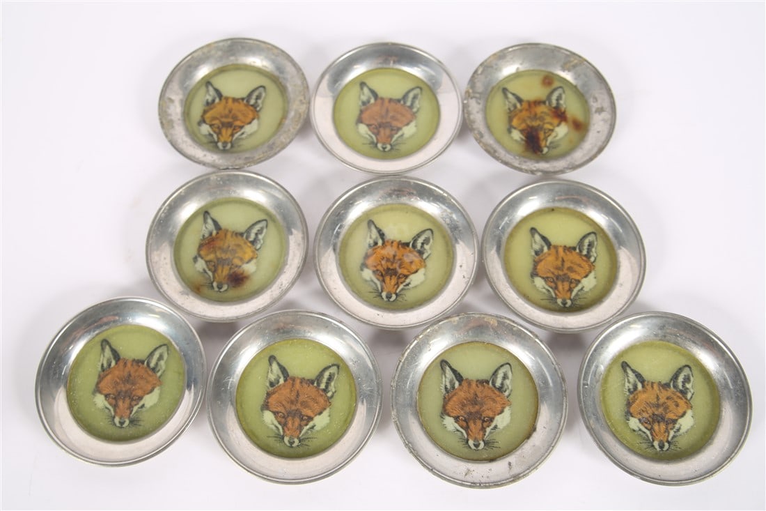 Stieff, Set of Ten Pewter Fox Head Coasters (1 of 2)