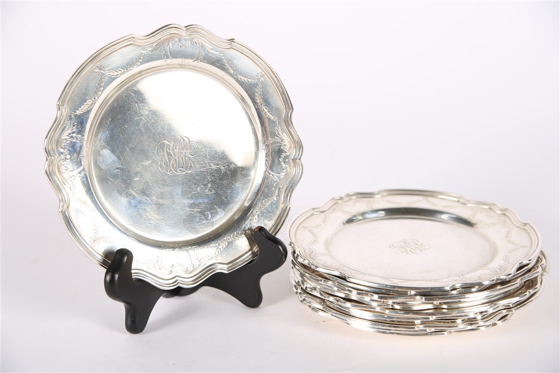 Reed and Barton, Twelve Sterling Side Plates (1 of 5)