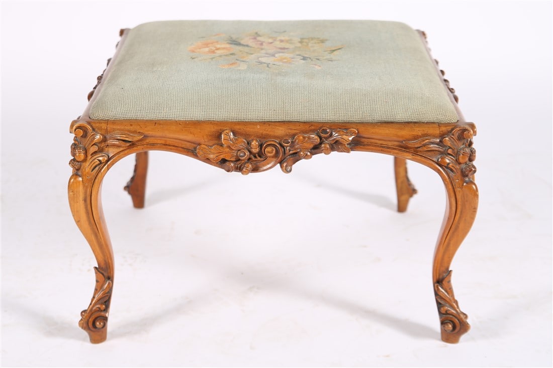 Square Needlepoint Stool (1 of 4)