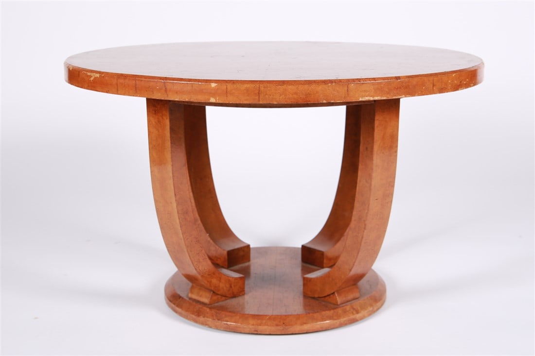 Attrib. Jules Leleu, Round Burled Wood Table (1 of 5)