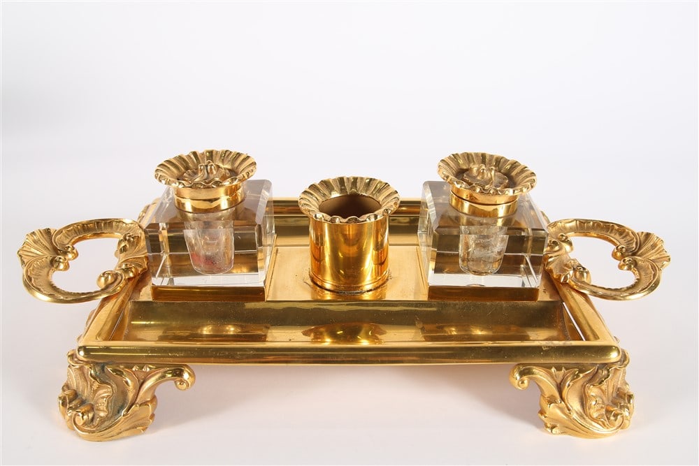 Gilt Bronze and Crystal Desk Set (1 of 5)