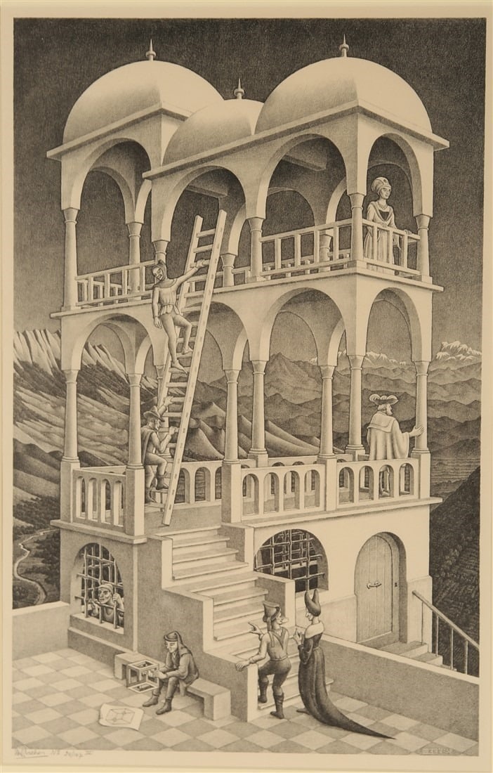 M.C. Escher, "Belvedere" Signed Lithograph (1 of 7)