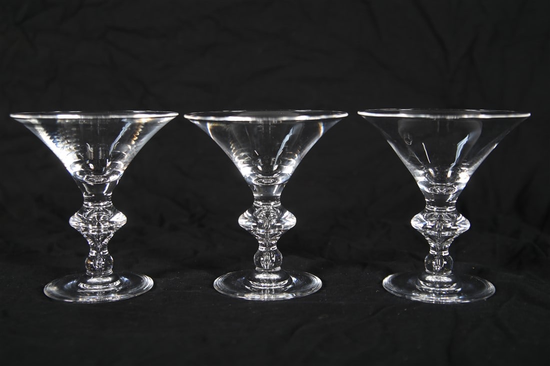 Steuben, Three Crystal Martini Glasses (1 of 3)