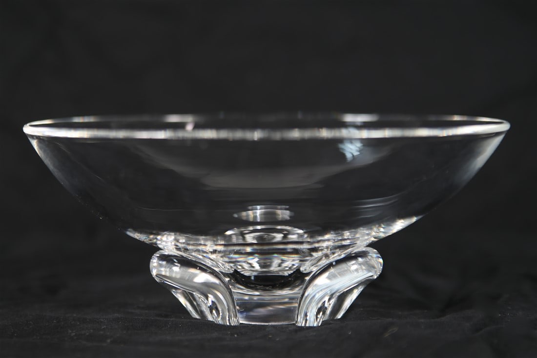 Steuben, Crystal Floret Bowl: Steuben Glassworks (American, established 1903). "Floret" bowl. Crystal. Model 8059. Designed by Donald Pollard. Height: 3 1/4", Diameter: 8". Crystal bowl by Steuben with three horseshoe-shaped desig
