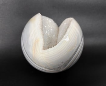 Polished Striped Agate Geode Sphere 628g