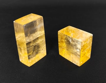 Two Small Yellow Optical Calcite Crystals - 83g