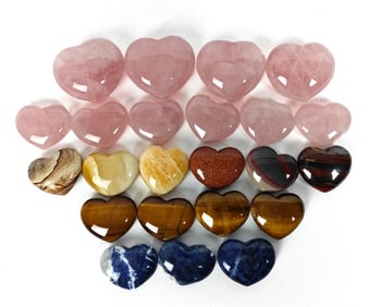 Various Heart Shaped Carved Stones - 423g