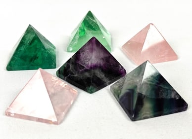 Six Polished Fluorite Pyramids - 153g
