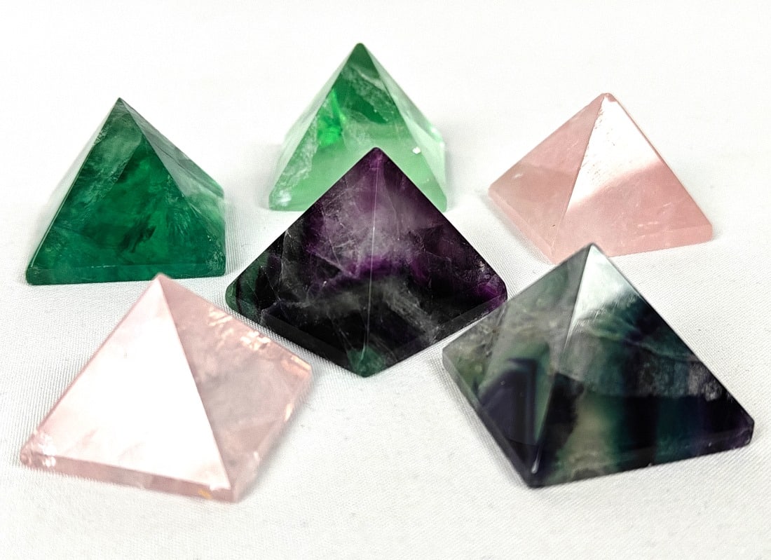 Six Polished Fluorite Pyramids - 153g (1 of 9)