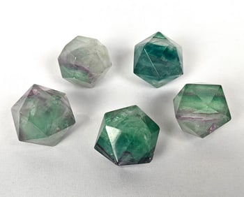 Five Polished Fluorite Polyhedron Stones - 224g