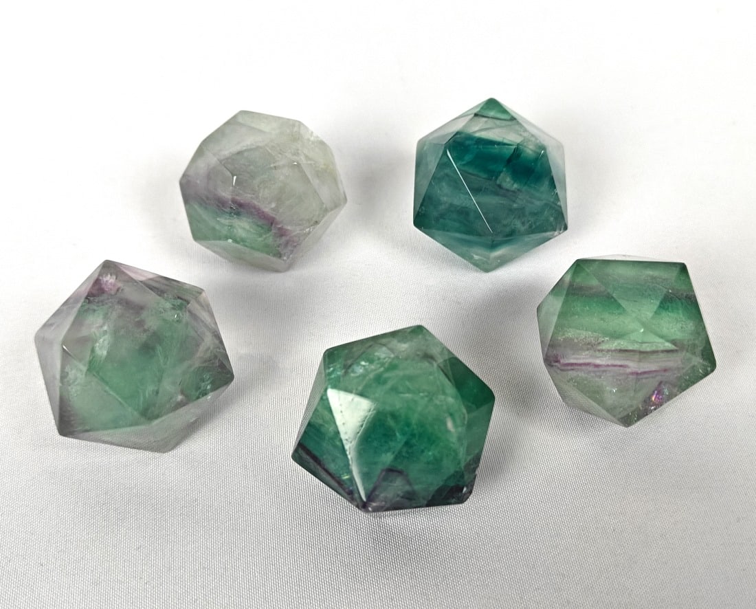 Five Polished Fluorite Polyhedron Stones - 224g (1 of 8)