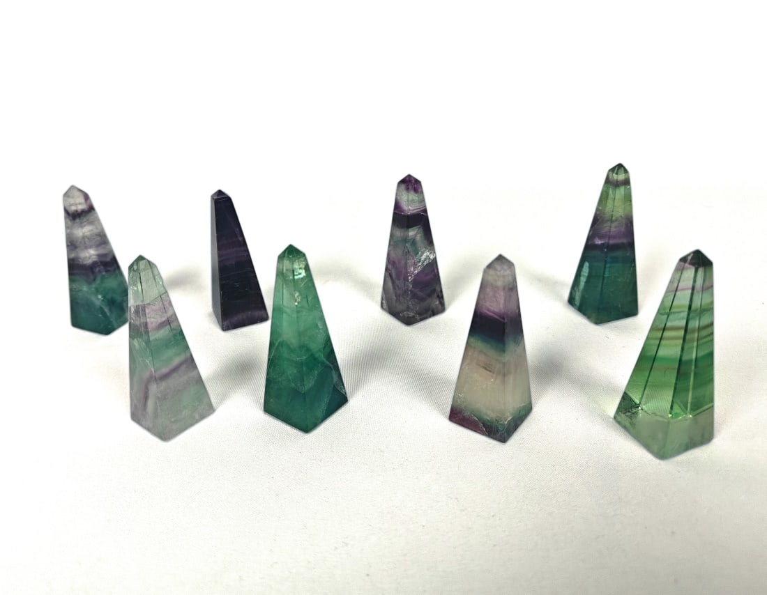 Eight Carved Fluorite Obelisks - 274g (1 of 8)
