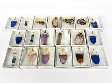 Nineteen Assorted Gemstone Pendants