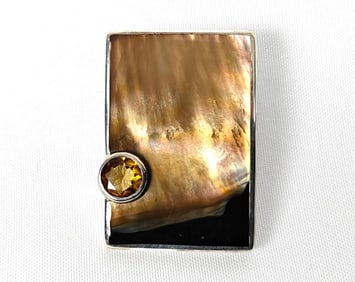 Marta Howell, Sterling, Shell, and Citrine Pendant