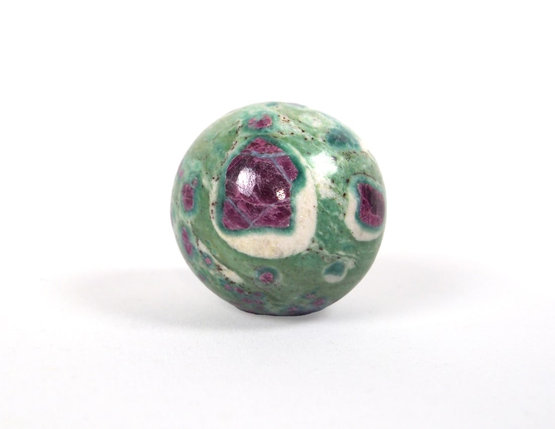 Polished Ruby Fuchsite Sphere - 201g: Polished ruby fuchsite sphere. Dimensions: approx. 2". Weight: 201g (7 oz.).