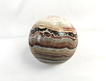 Large Polished Brown Banded Onyx Sphere 17 lbs.