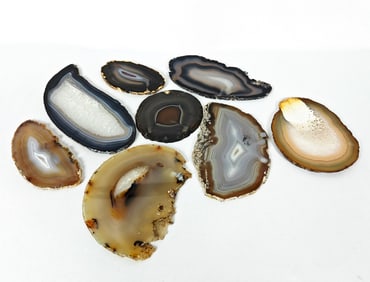 Eight Small Polished Agate Slices - 667g