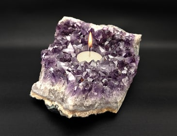 Custom Amethyst Specimen Candle Holder - 2.22kg