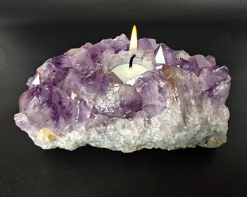 Custom Amethyst Specimen Candle Holder - 1.41kg