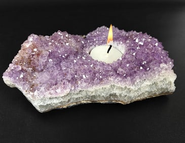 Custom Amethyst Specimen Candle Holder - 759g