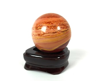 Polished Red Jasper Sphere w/ Stand - 450g