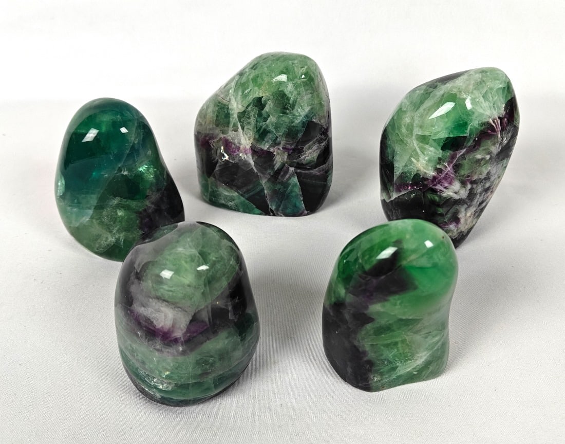 Five Polished Standing Fluorite Stones - 2.9kg (1 of 8)